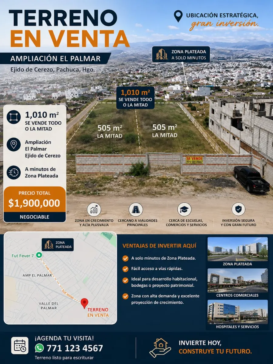 Foto principal de casa en venta en Ampliación el Palmar, Pachuca: Terreno bardeado cercano a Zona Plateada