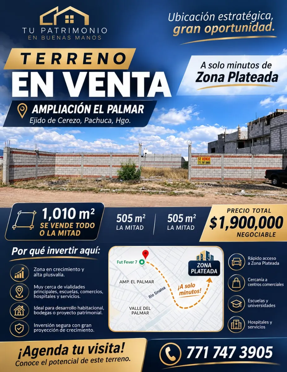 Foto 2 de casa en venta en Ampliación el Palmar, Pachuca: Terreno bardeado cercano a Zona Plateada