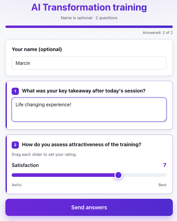Surveys screenshot