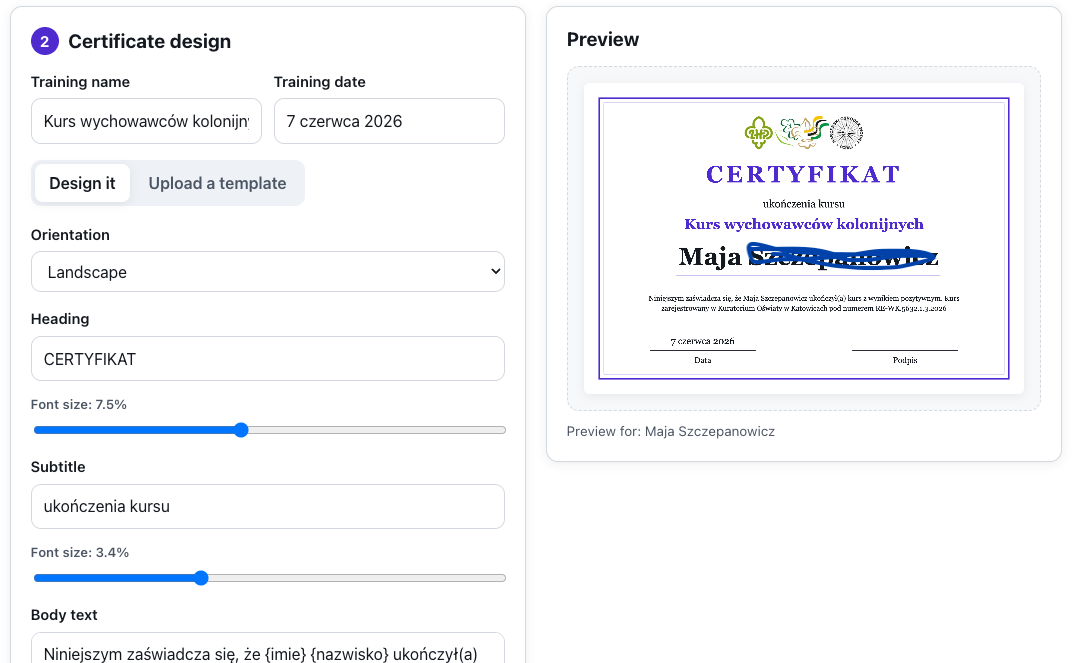 Certificates screenshot