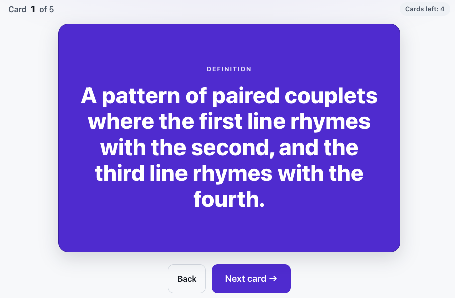 Flashcards screenshot