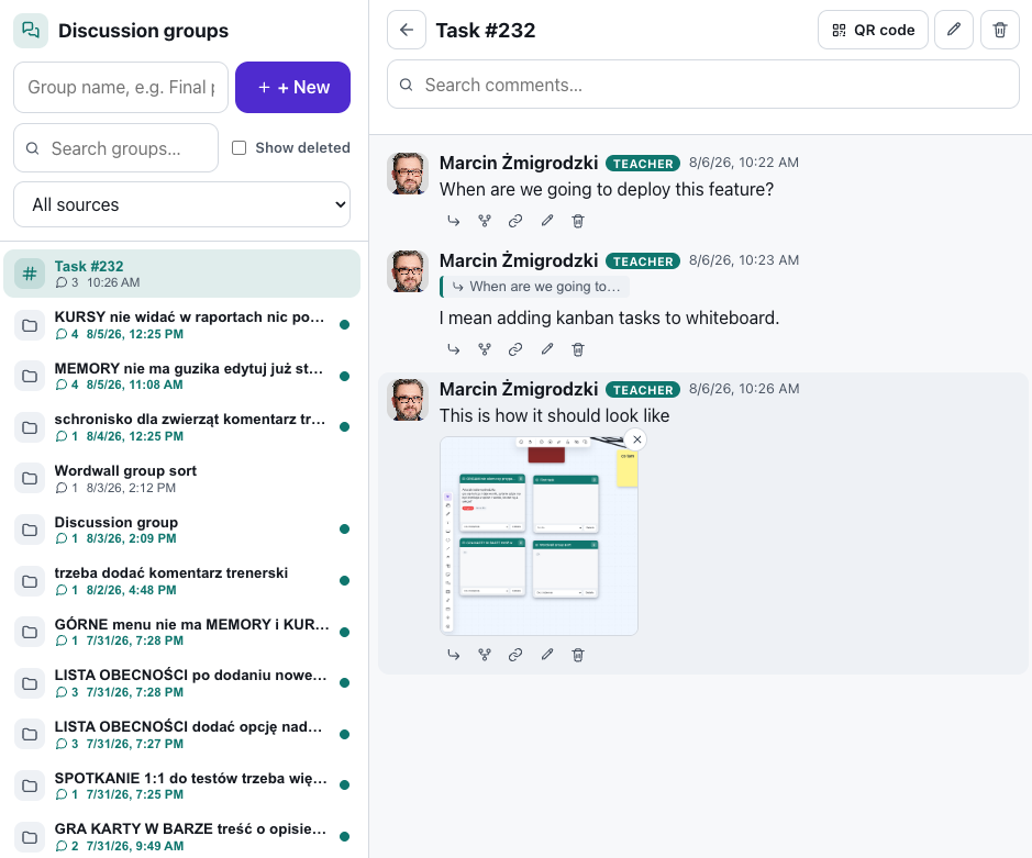Discussion groups screenshot