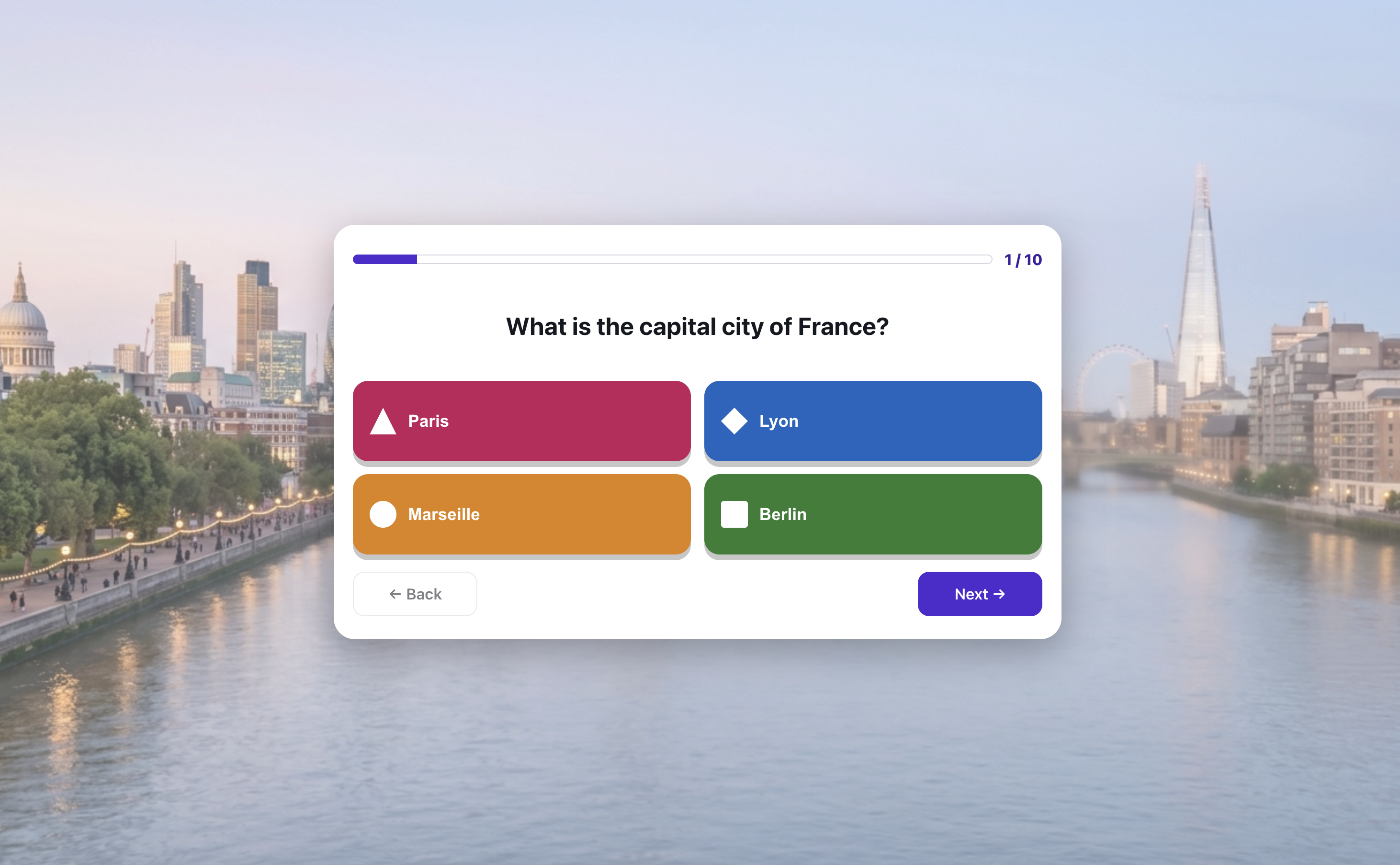 Quizzes screenshot