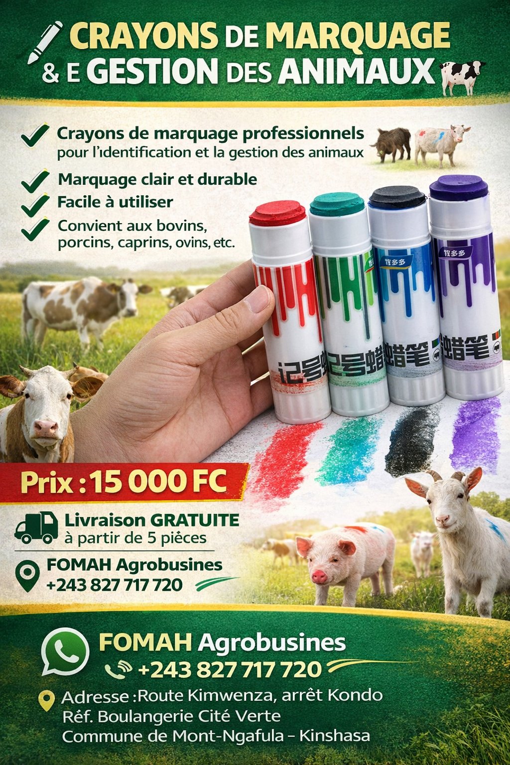 CRAYON DE MARQUAGE ET DE GESTION DES ANIMAUX