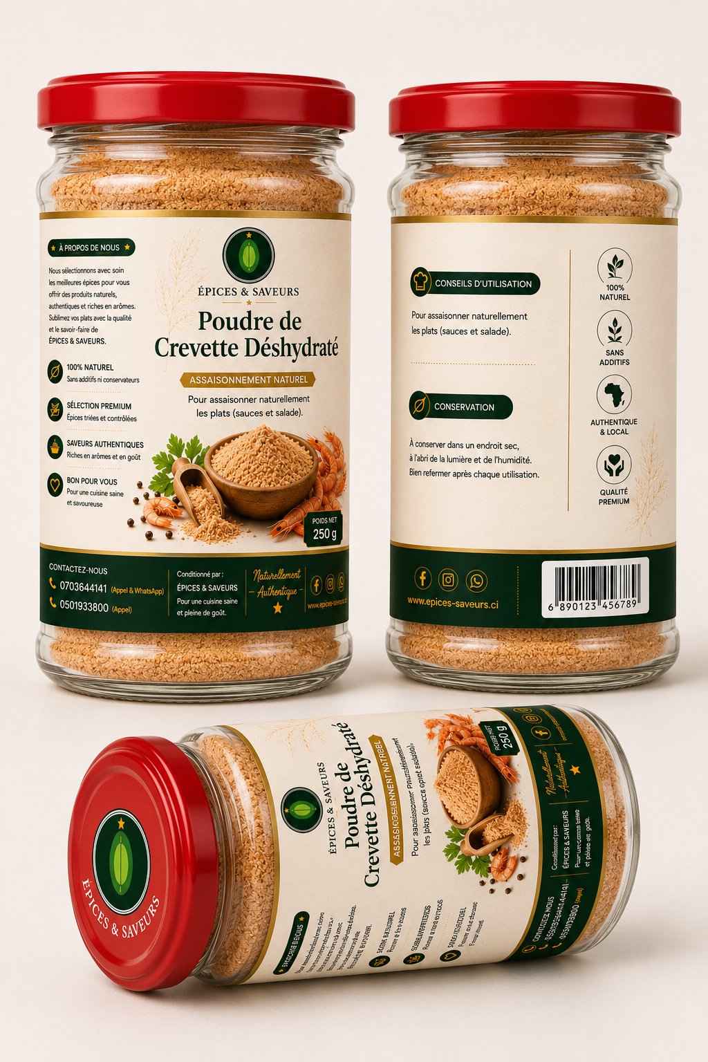 Poudre de Crevettes déshydraté et moulu