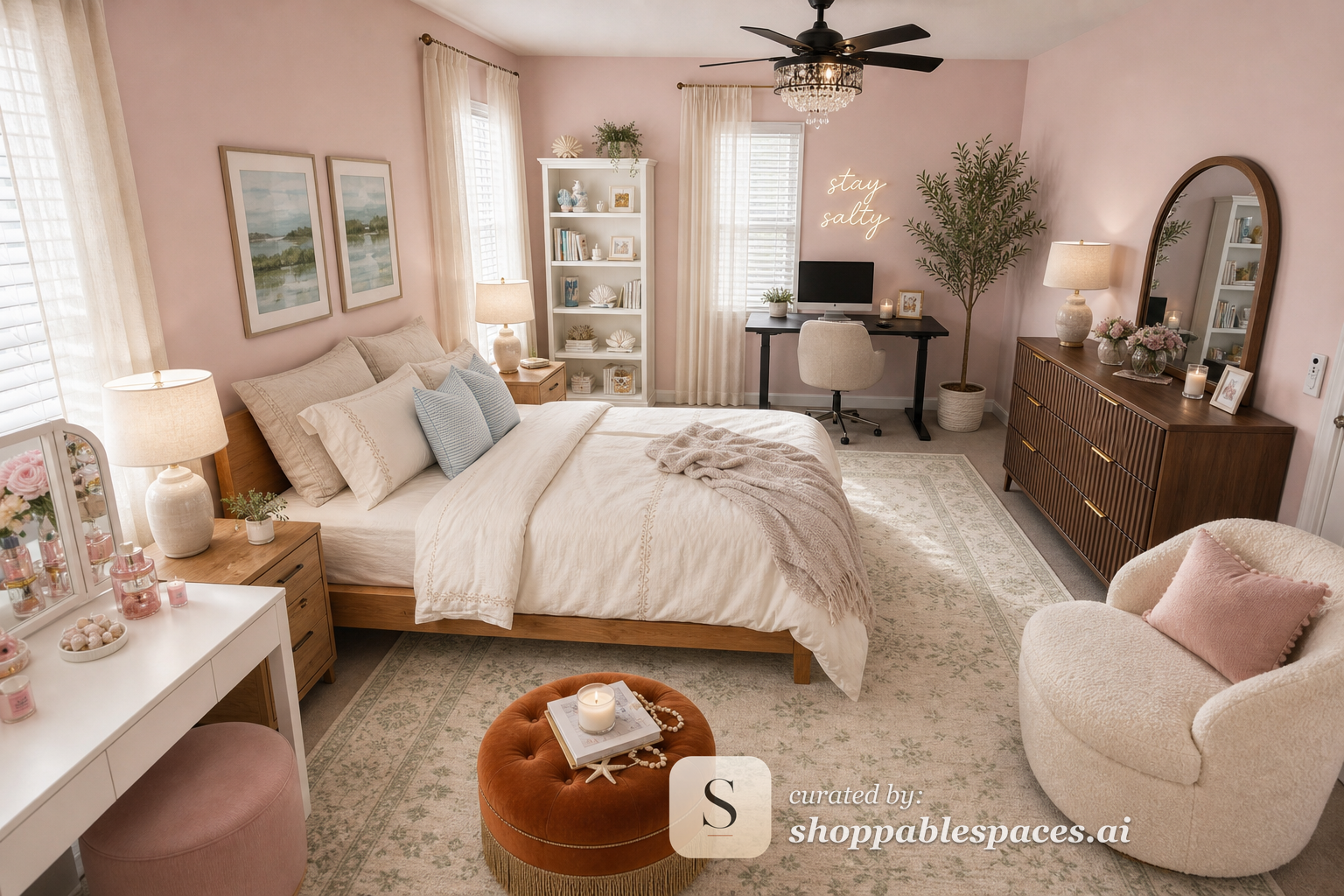Transitional Bedroom room design with shoppable products