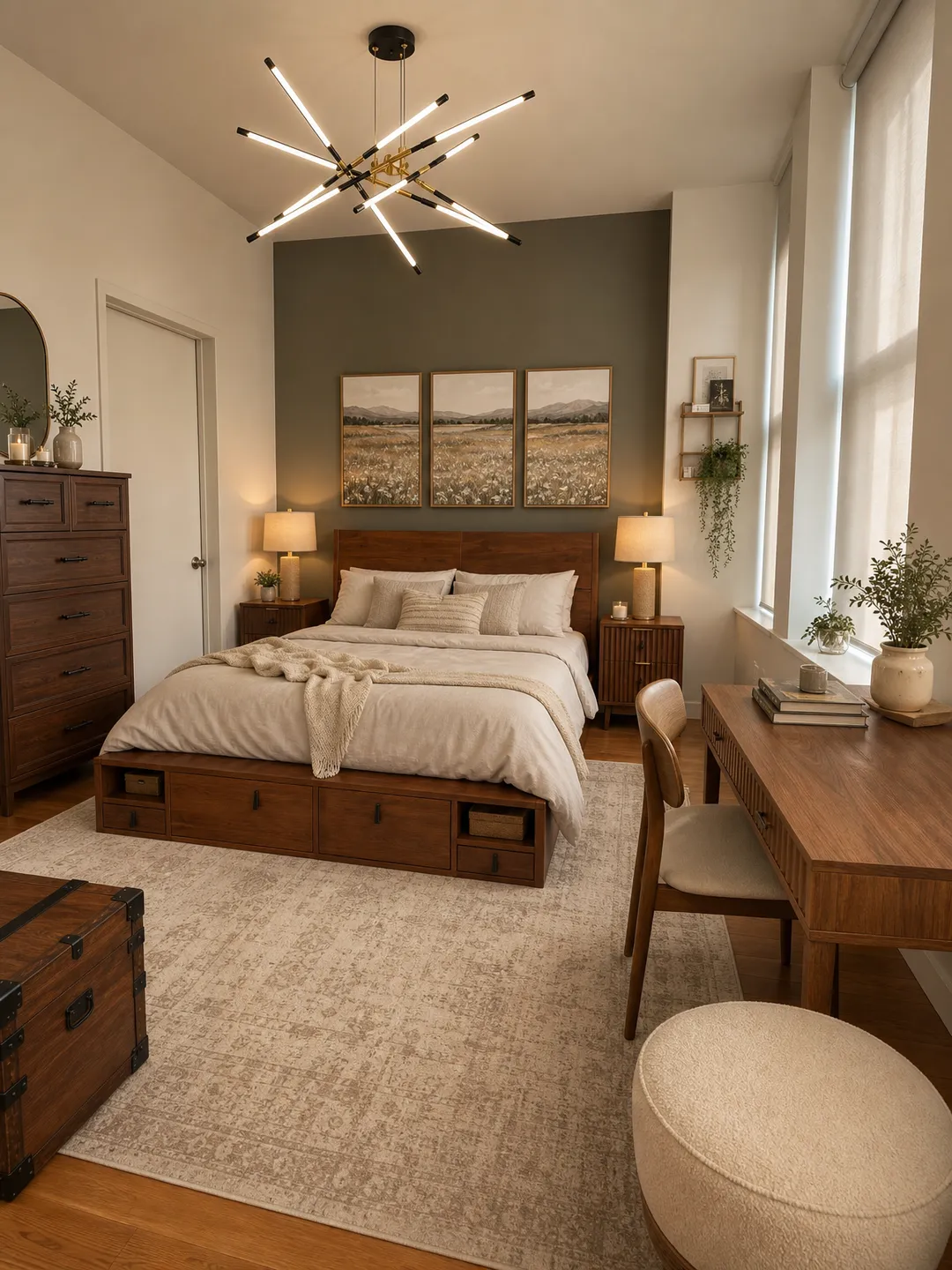 Mid-Century Modern Bedroom room design with shoppable products