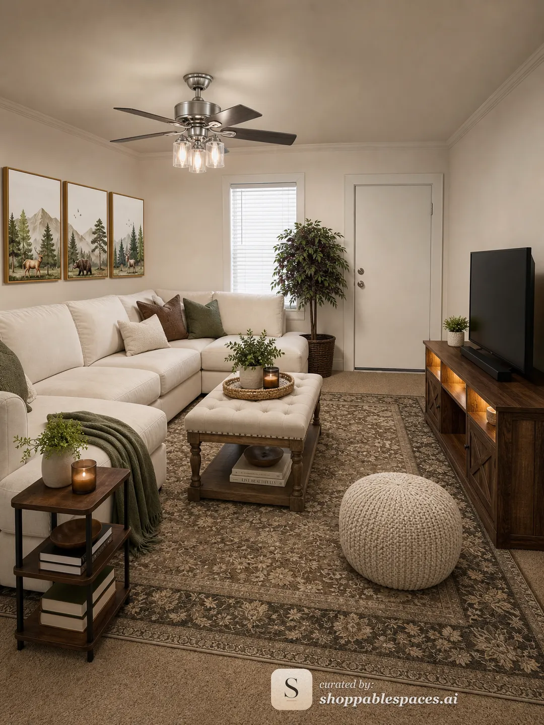Organic Neutral Living Room room design with shoppable products