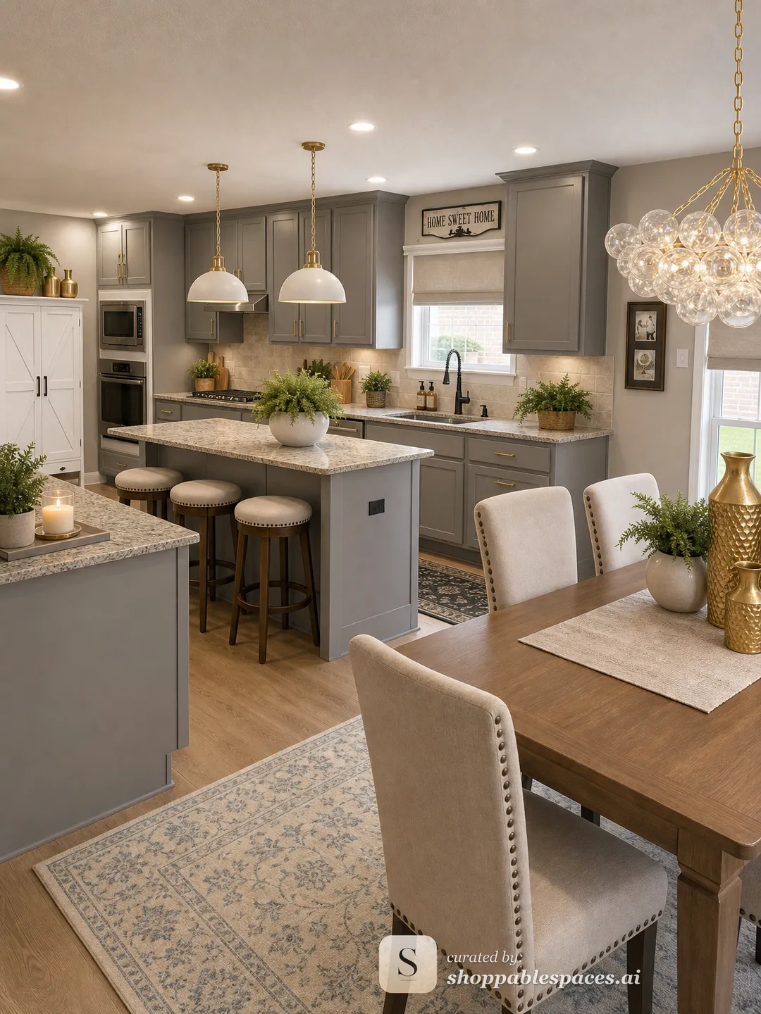 Organic Modern Kitchen Dining room design with shoppable products