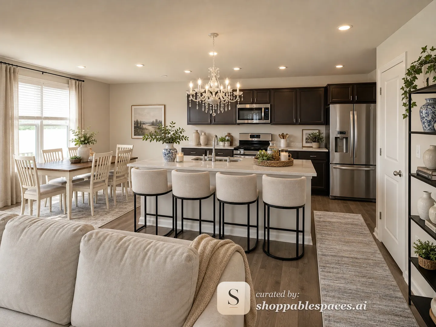 Transitional Kitchen room design with shoppable products