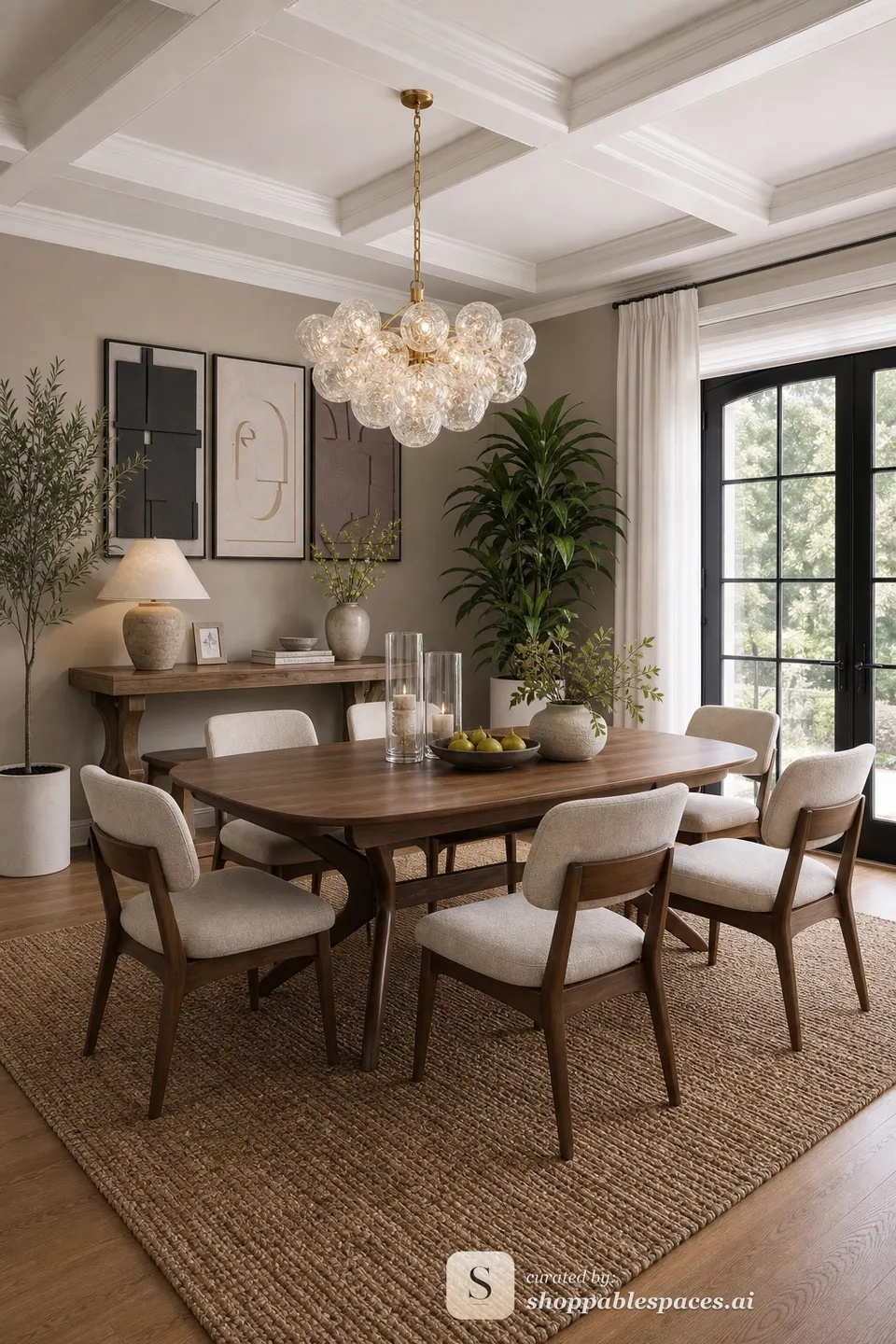 Organic Neutral Dining Room room design with shoppable products