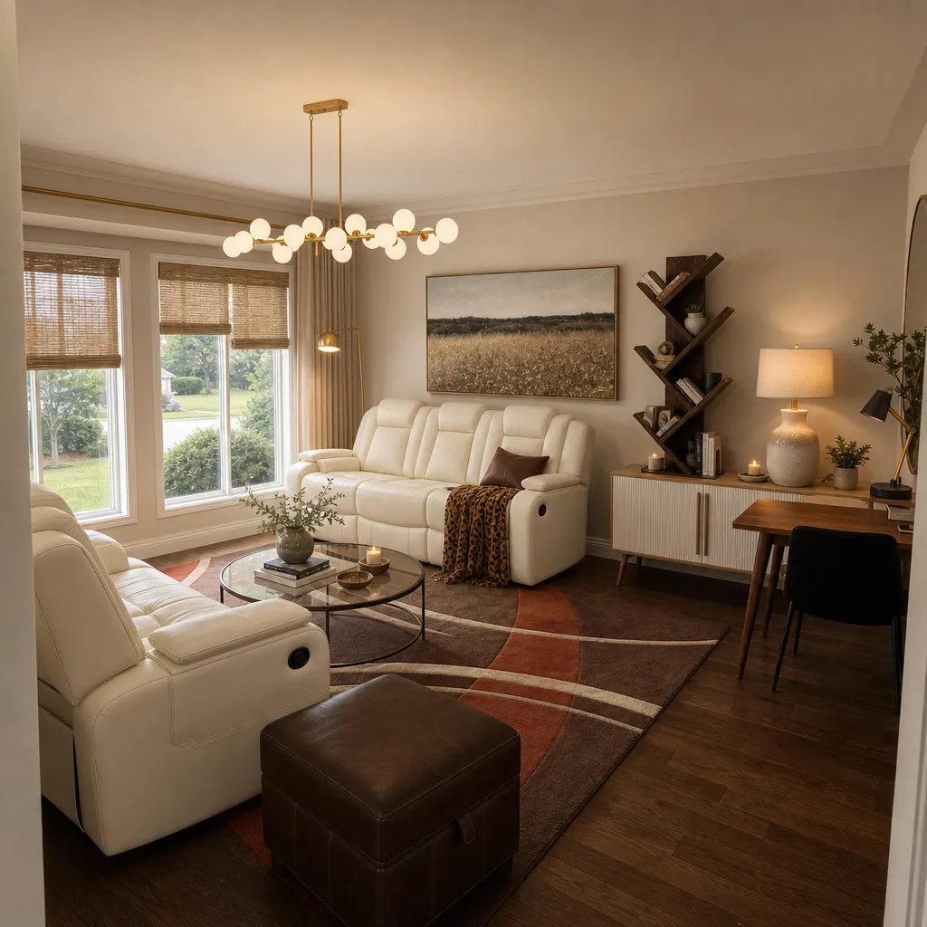 Warm Modern Living Room room design with shoppable products