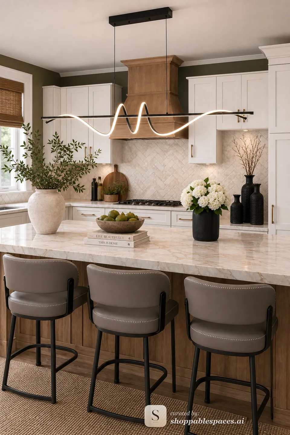 Organic Neutral Kitchen room design with shoppable products