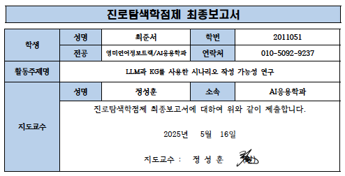 LLM과 KG를 활용한 시나리오 작성 가능성 연구
