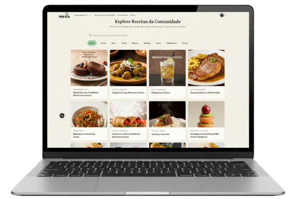 Grid de receitas da comunidade