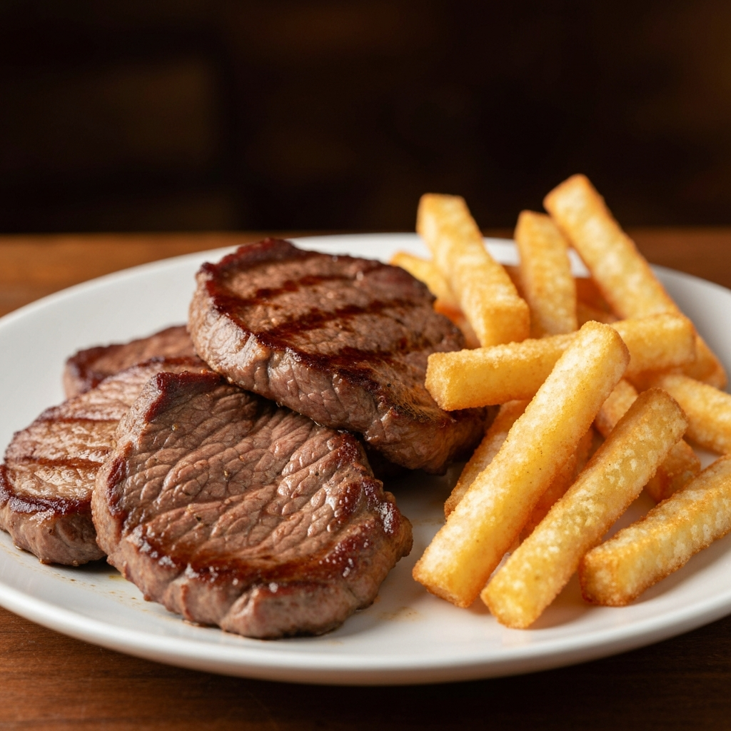 Bife à Brasileira na Airfryer com Mandioca Crocante
