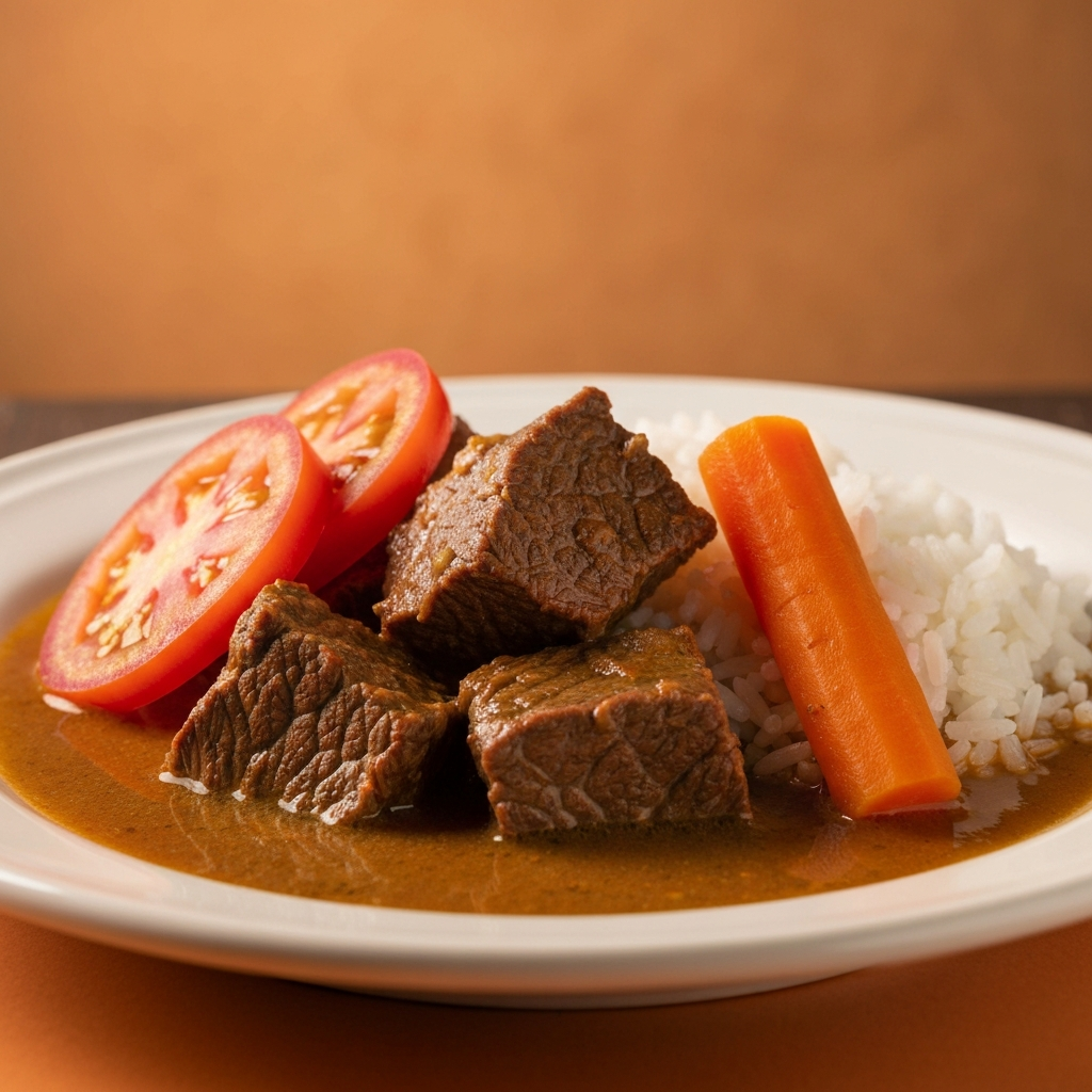 Carne de Panela com Arroz, Tomate e Cenoura