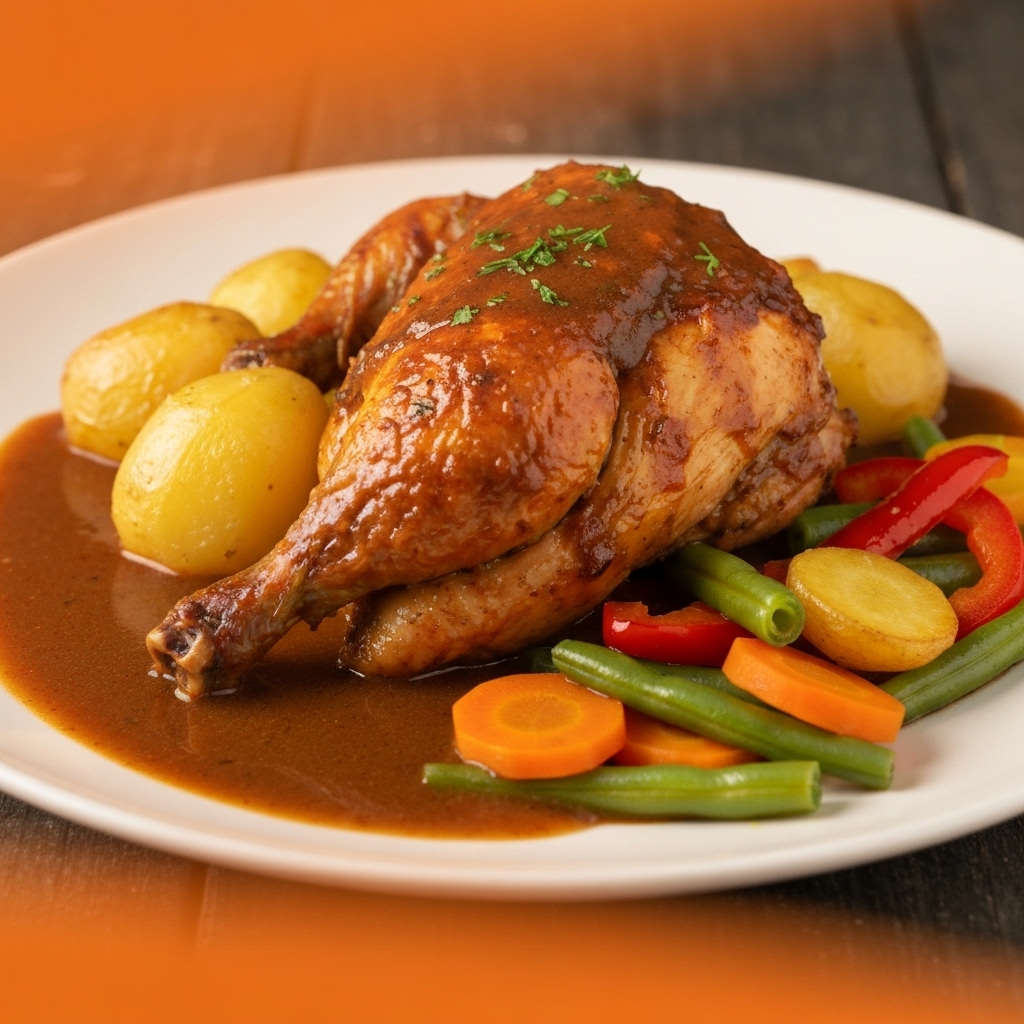 Frango Assado à Brasileira com Batatas e Legumes