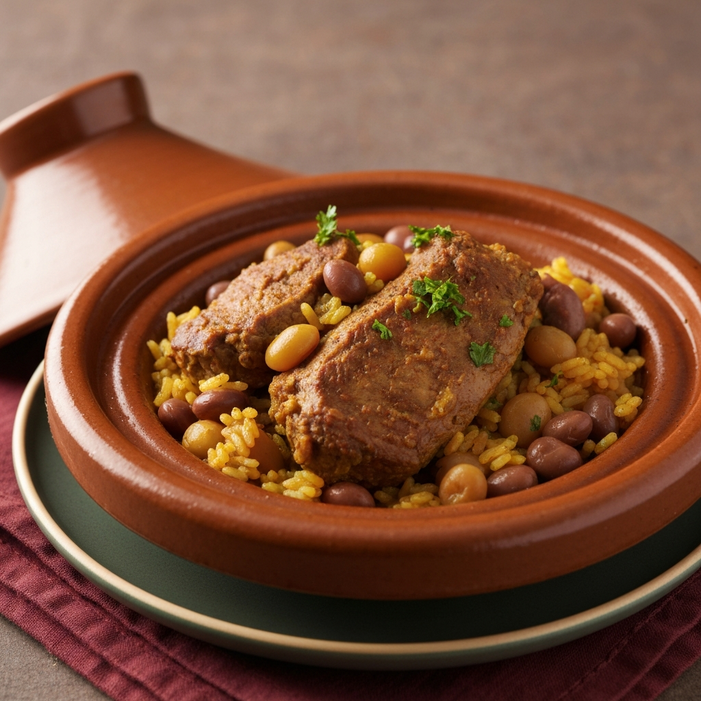 Tajine de Febra com Arroz e Legumes