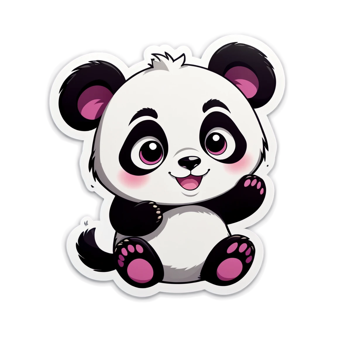 Panda with big eyes, with a smile, with tiny paws, cute-animal stickers