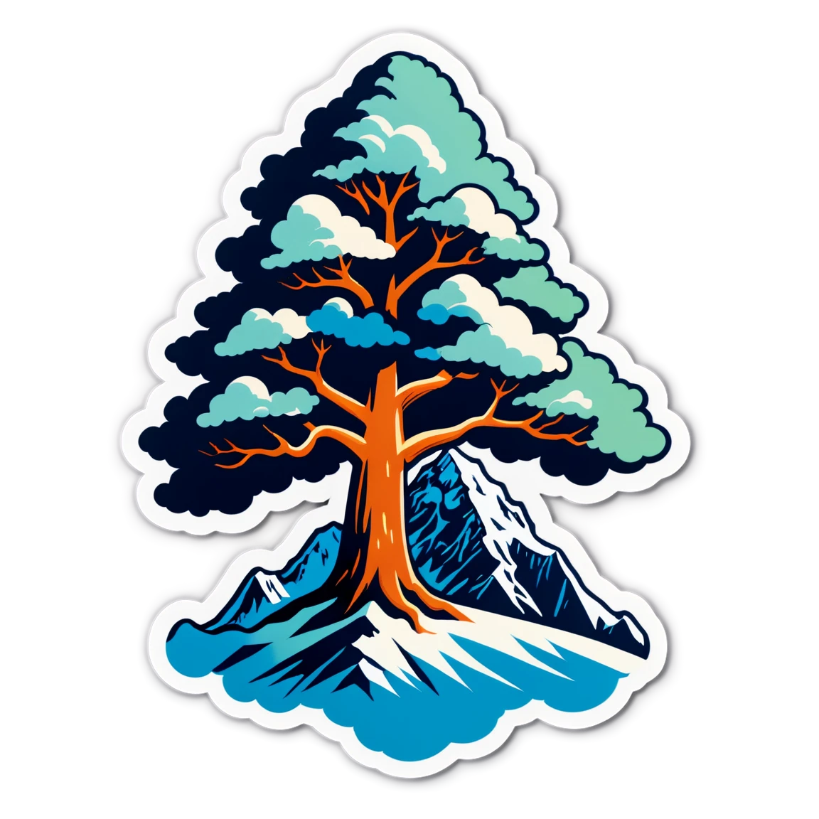 single tree on mount everest vintage stickers