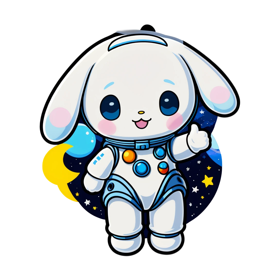 cinnamoroll de astronauta en la luna cinnamoroll stickers