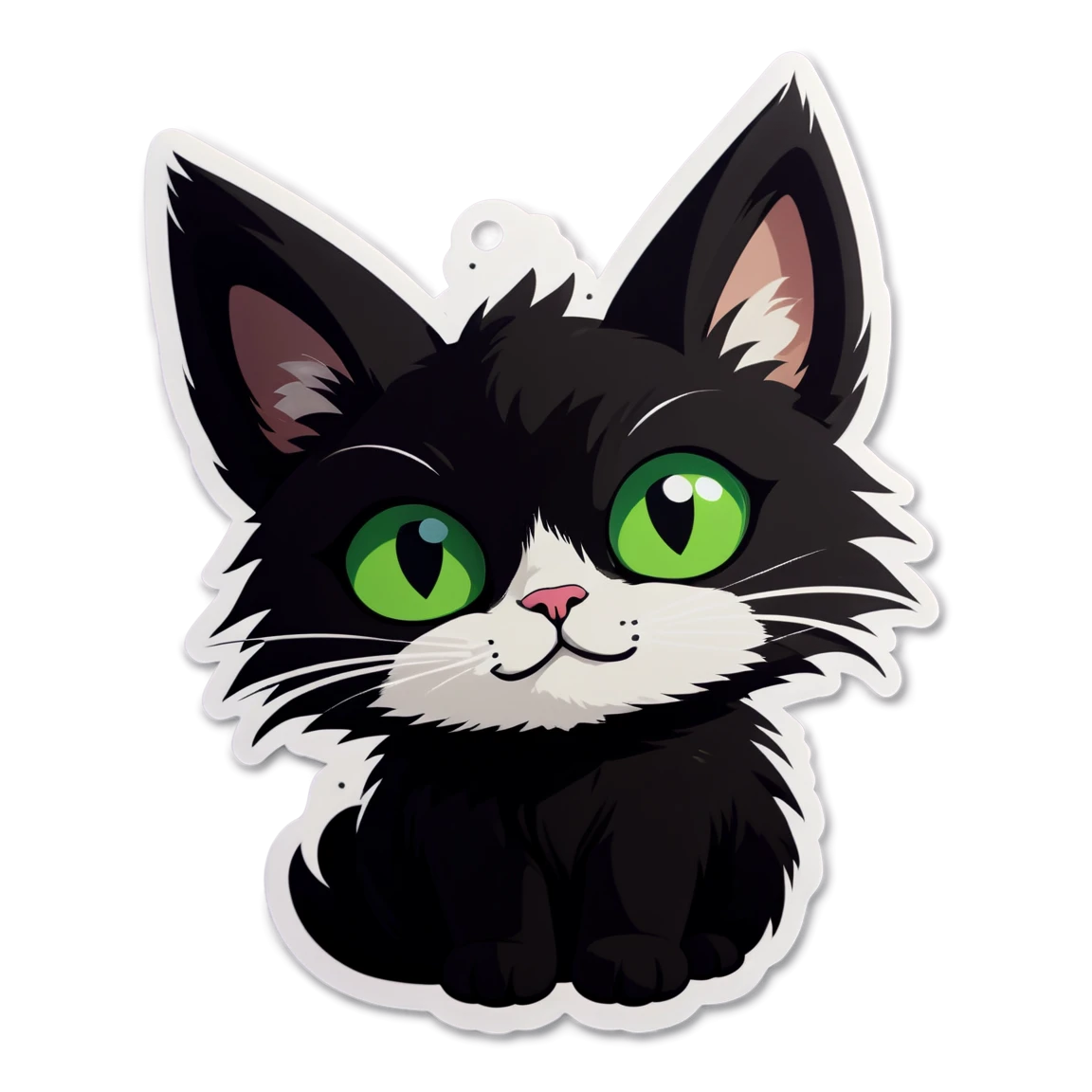 Cat, black, green eyed, simple furry stickers