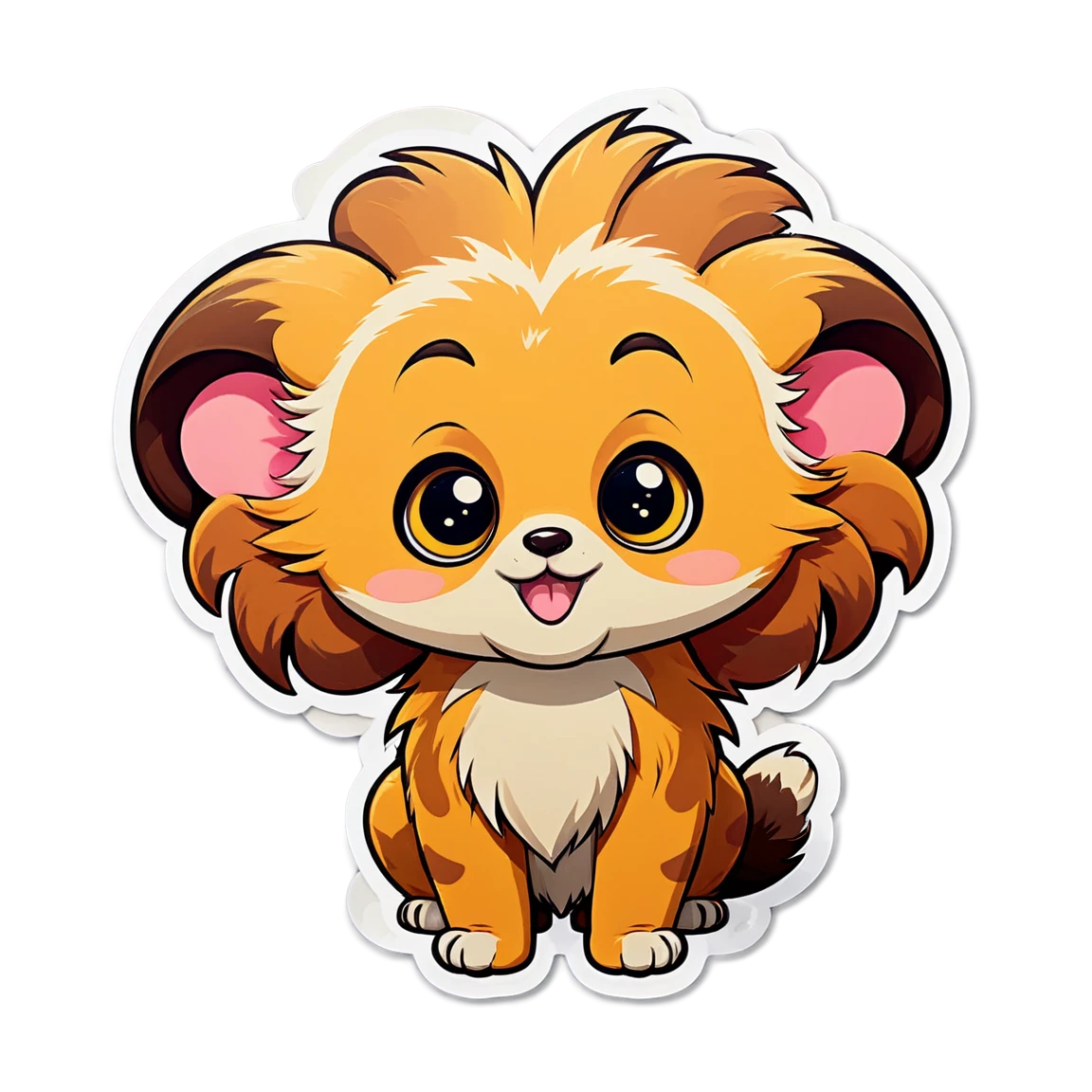 Cute Loin , with big eyes, with a smile cute-animal stickers