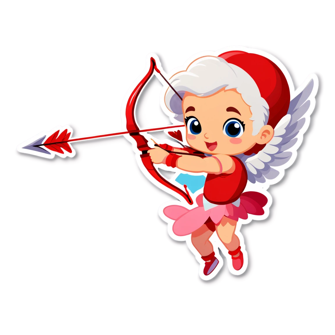 Cupid with a bow and arrow valentine stickers