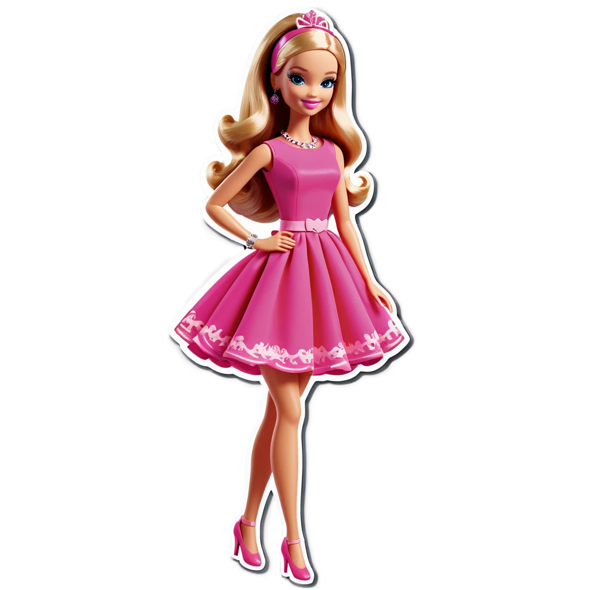 wearing a pink dress barbie stickers