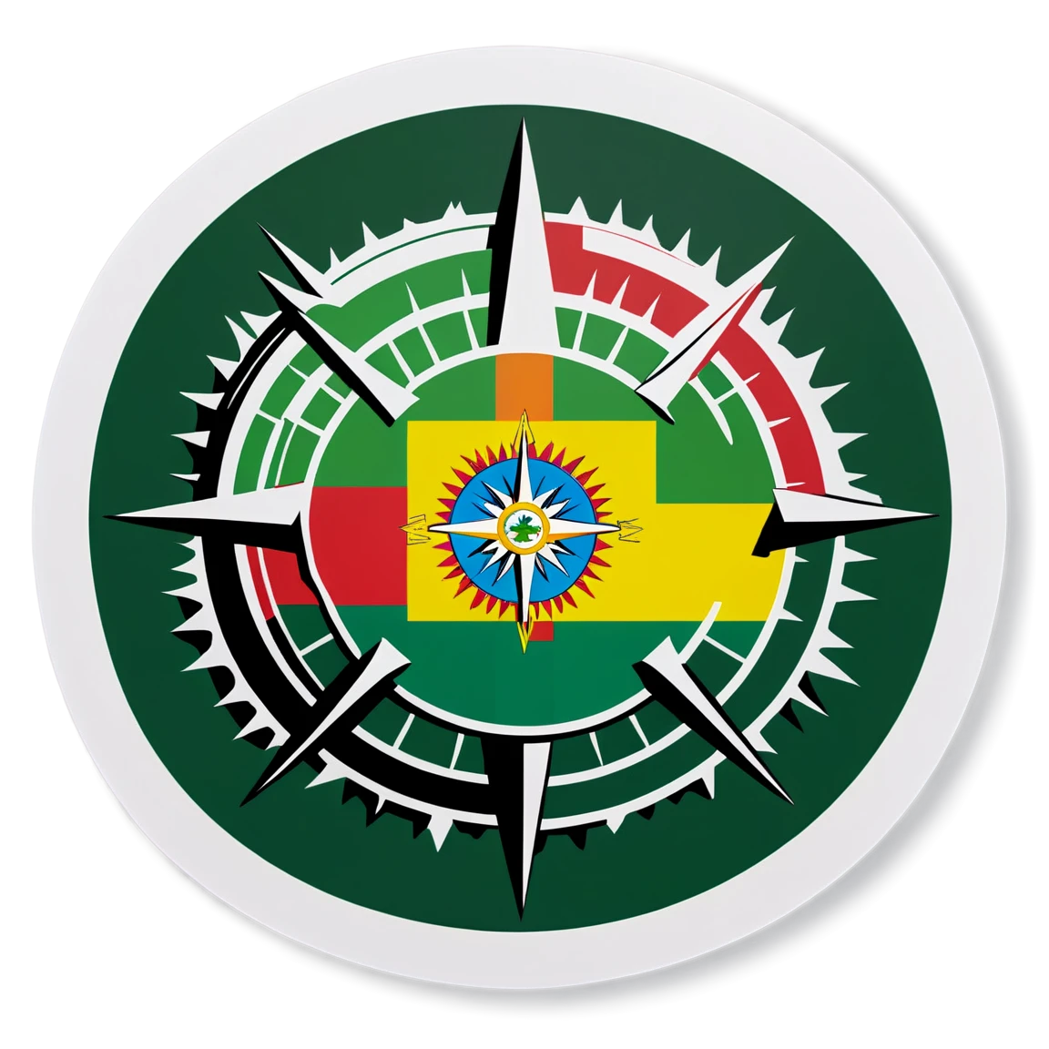 Round Bolivia flag compass motorcycle stickers