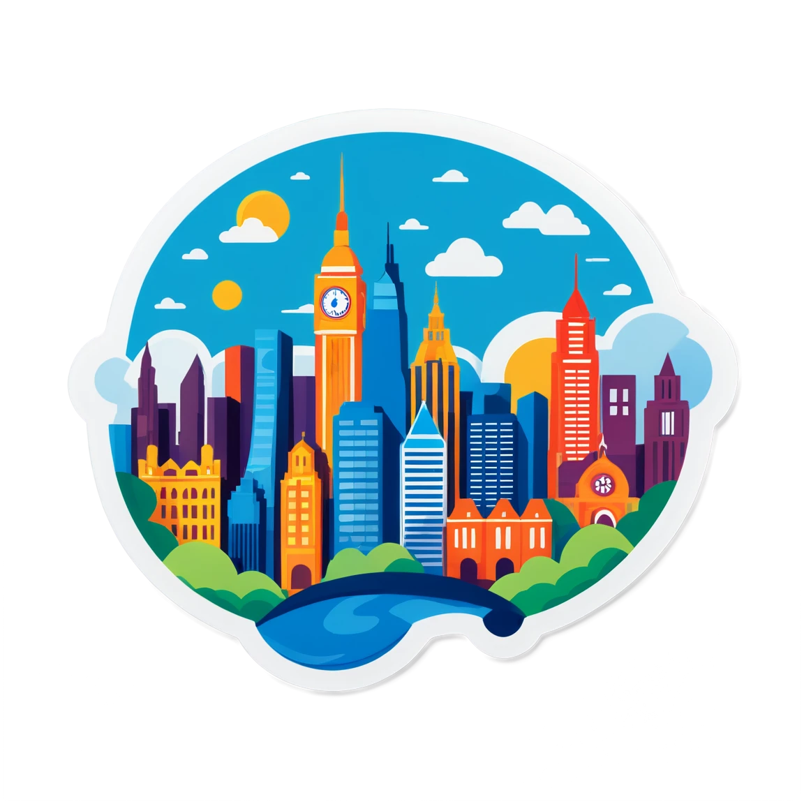 with a cityscape travel stickers