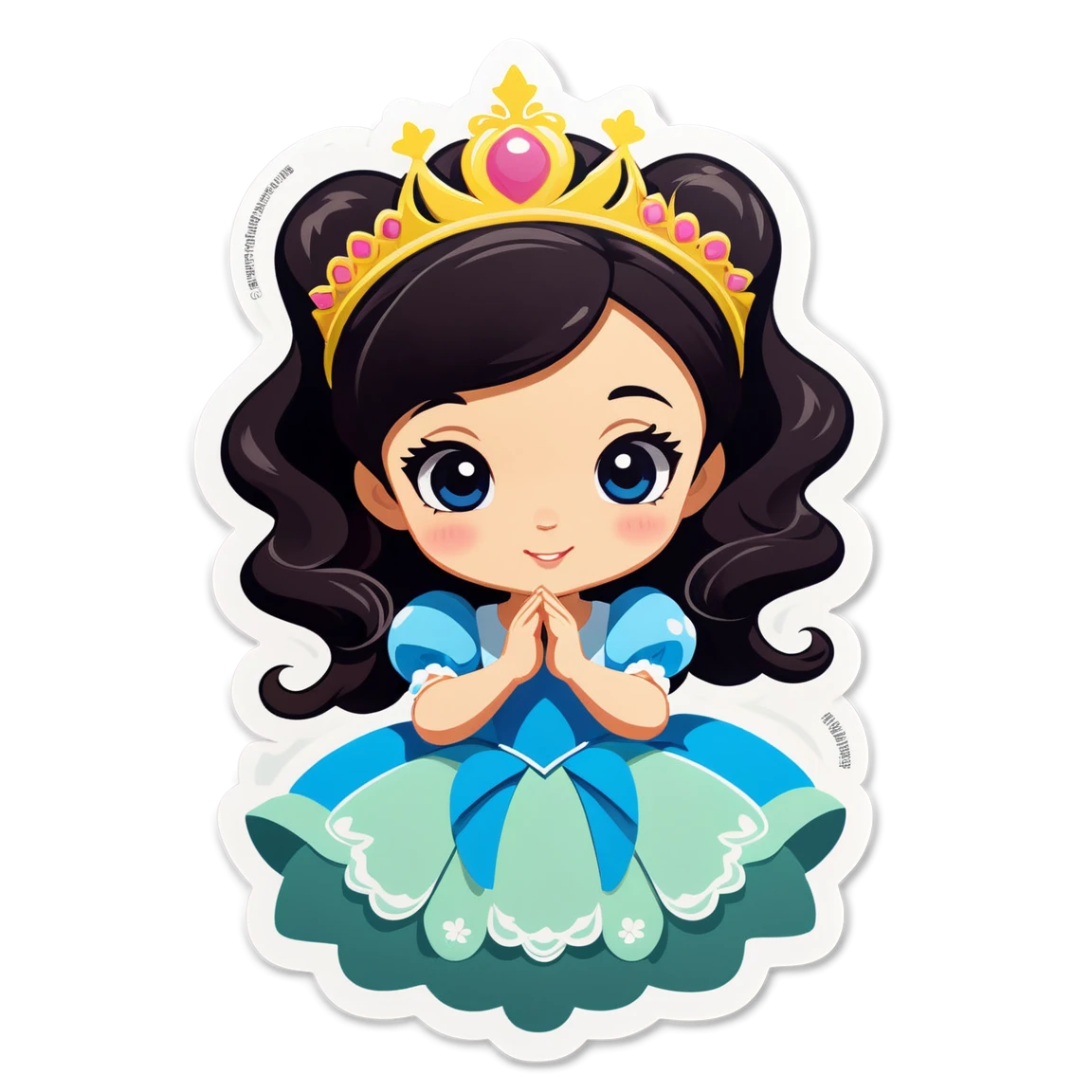 黒髪ストレート　キラキラ目　かわいい　花冠　ステッキ princess stickers