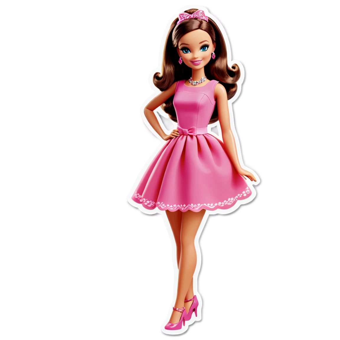 wearing a pink dress, wearing a pink dress barbie stickers