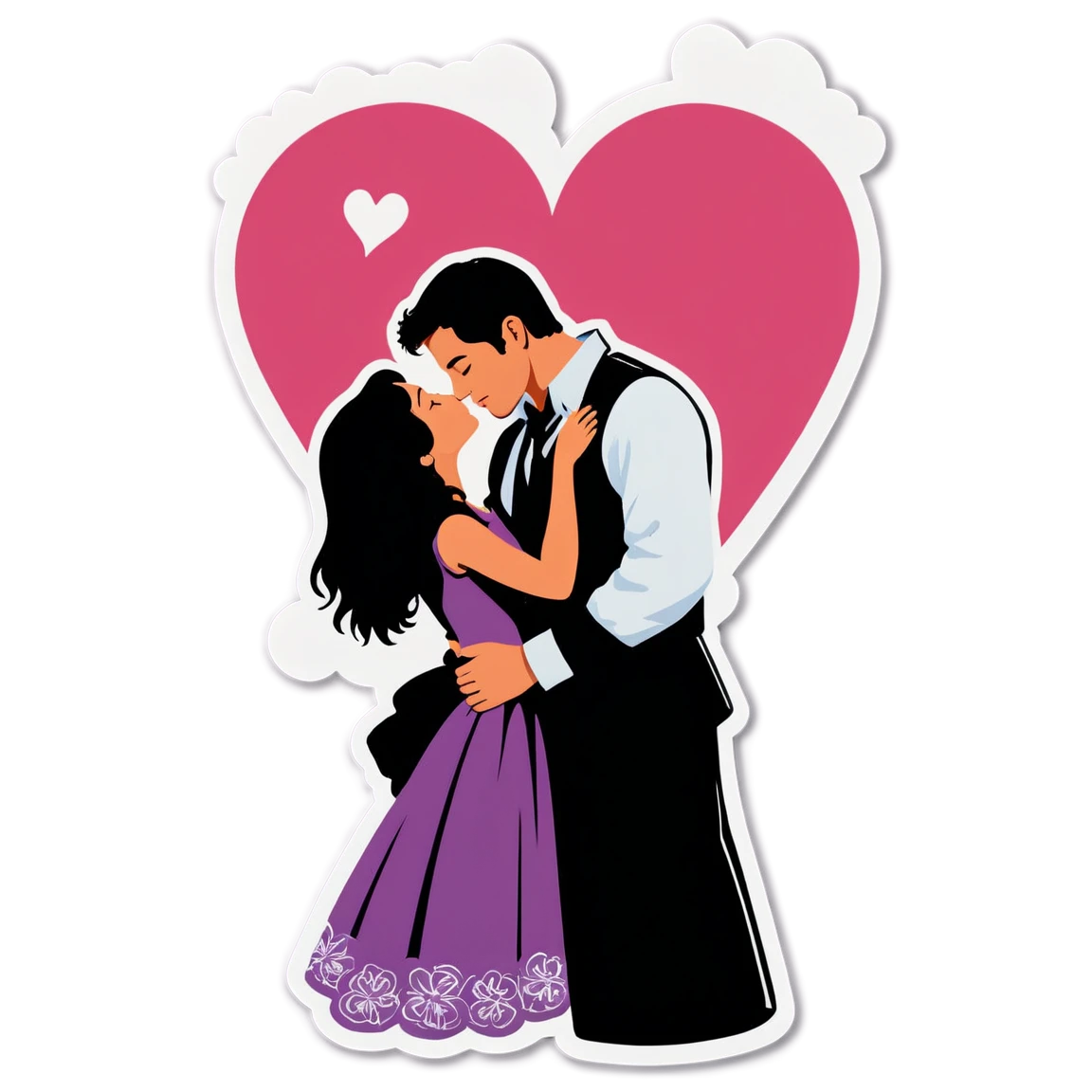 Romance lovers kissing, romantic scene love stickers