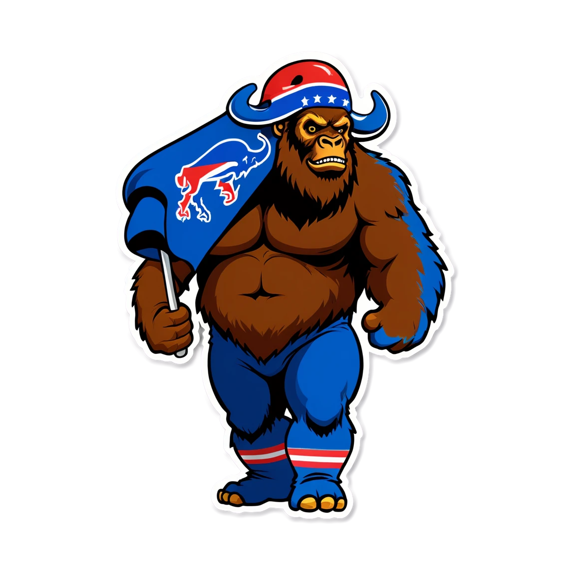 Buffalo bills flag held by bigfoot bigfoot stickers