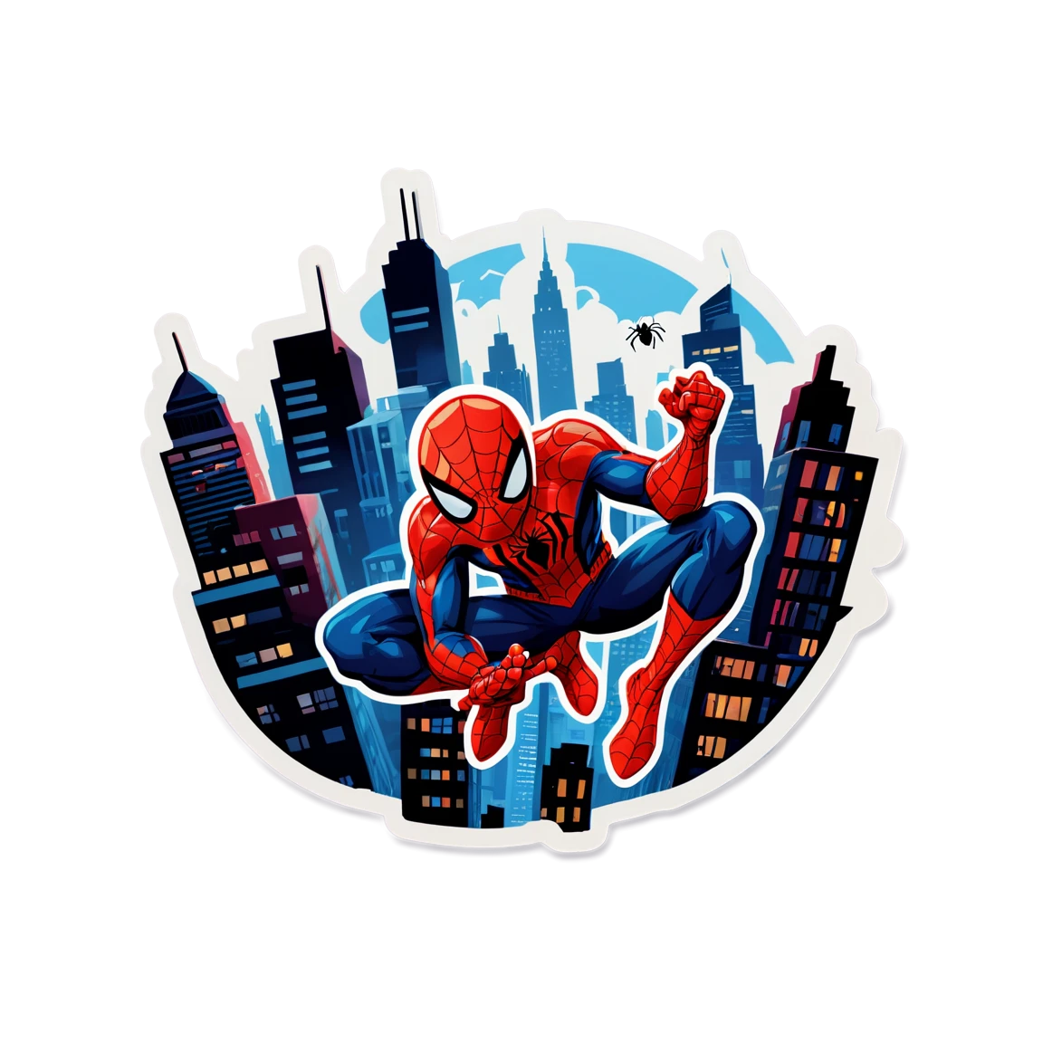 Spiderman , with cityscape, with spider friends, with spider friends spiderman stickers