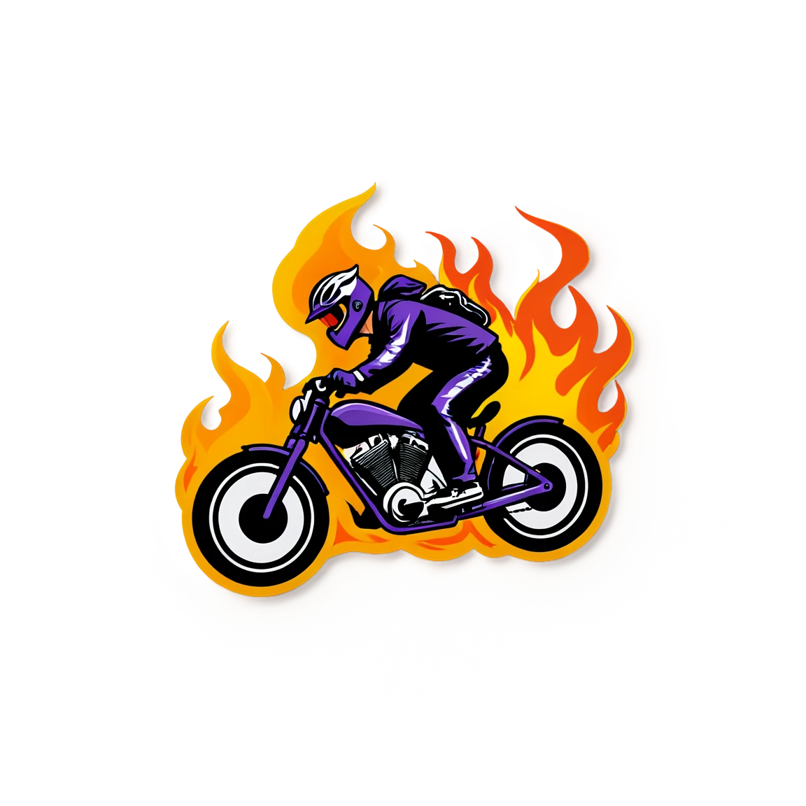 Speeding bike with fire behind it bike stickers