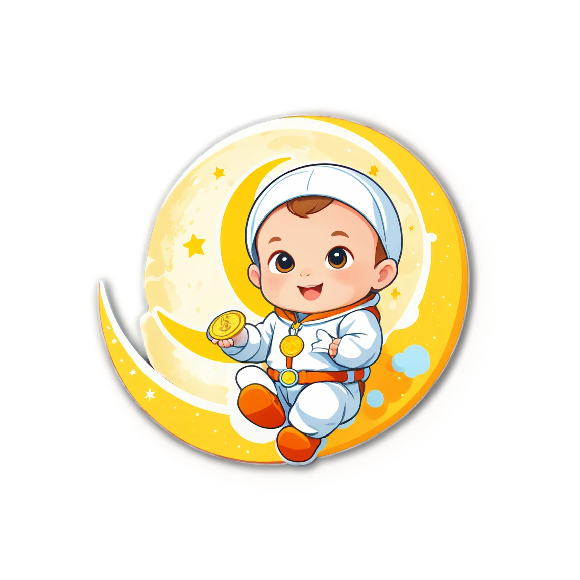 Baby coin in moon telegram stickers