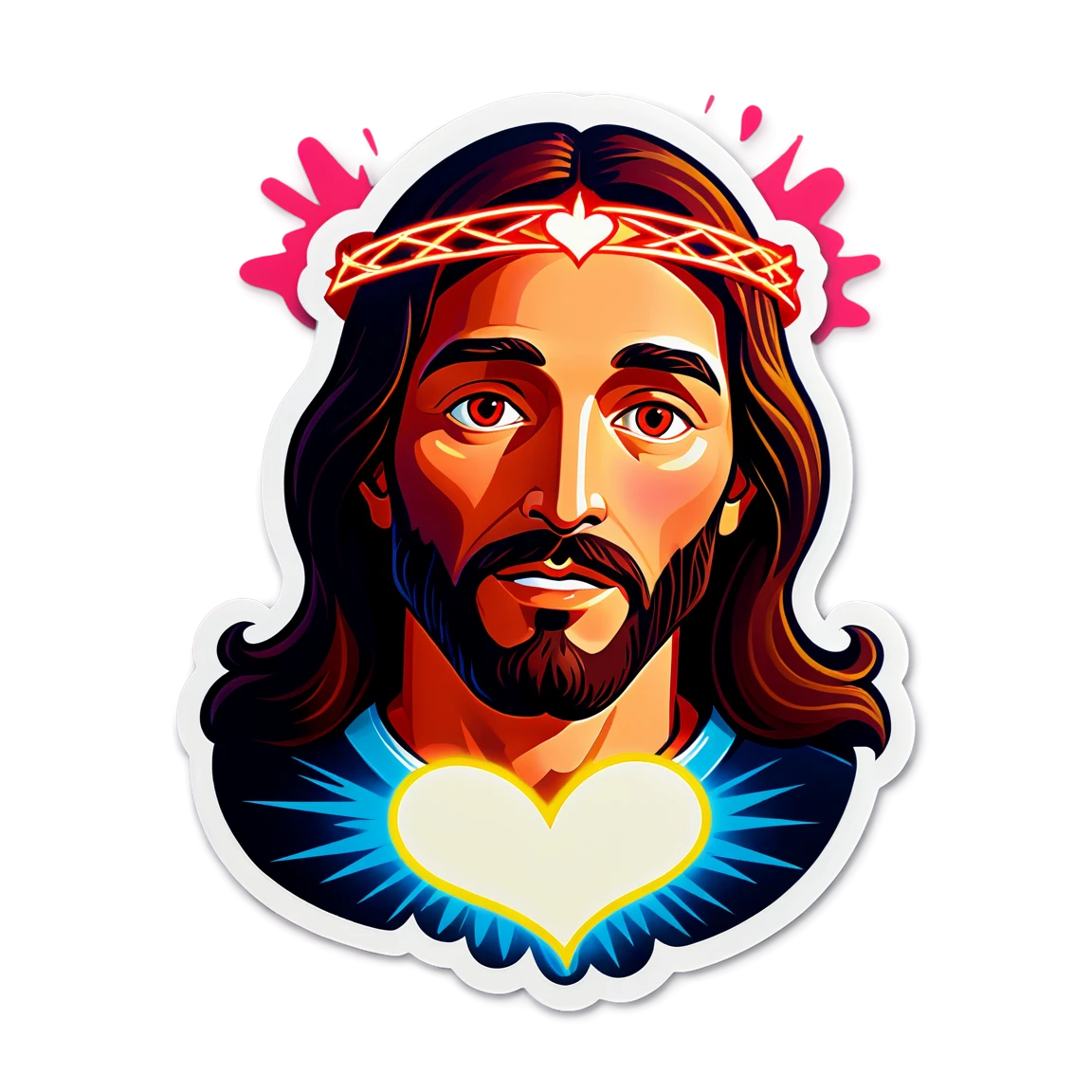 with a glowing heart jesus stickers