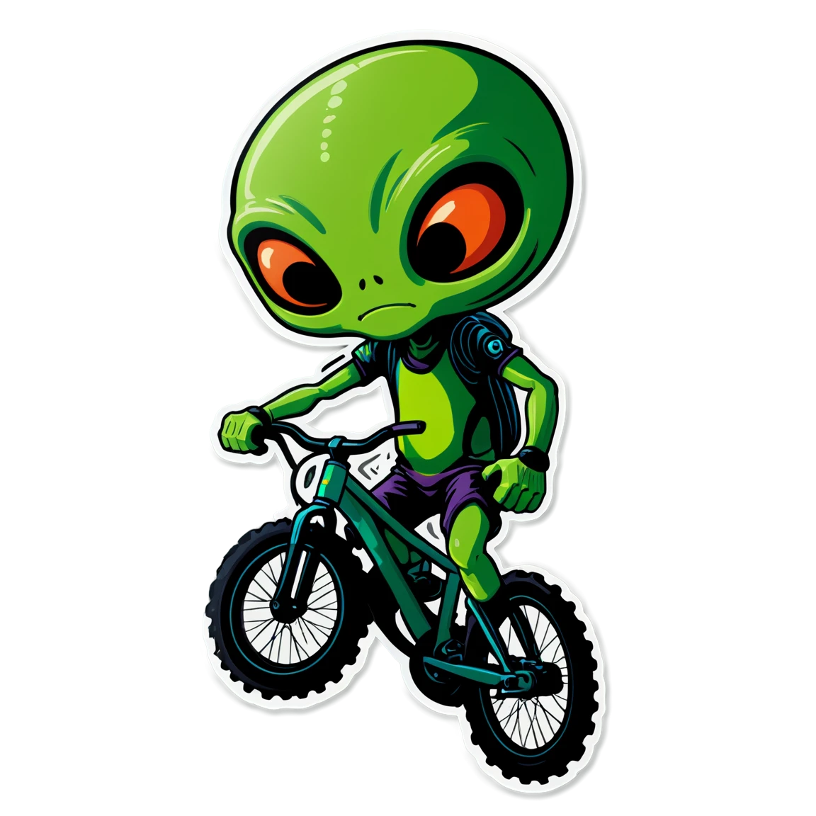 Alien mountain bike, green skin alien stickers