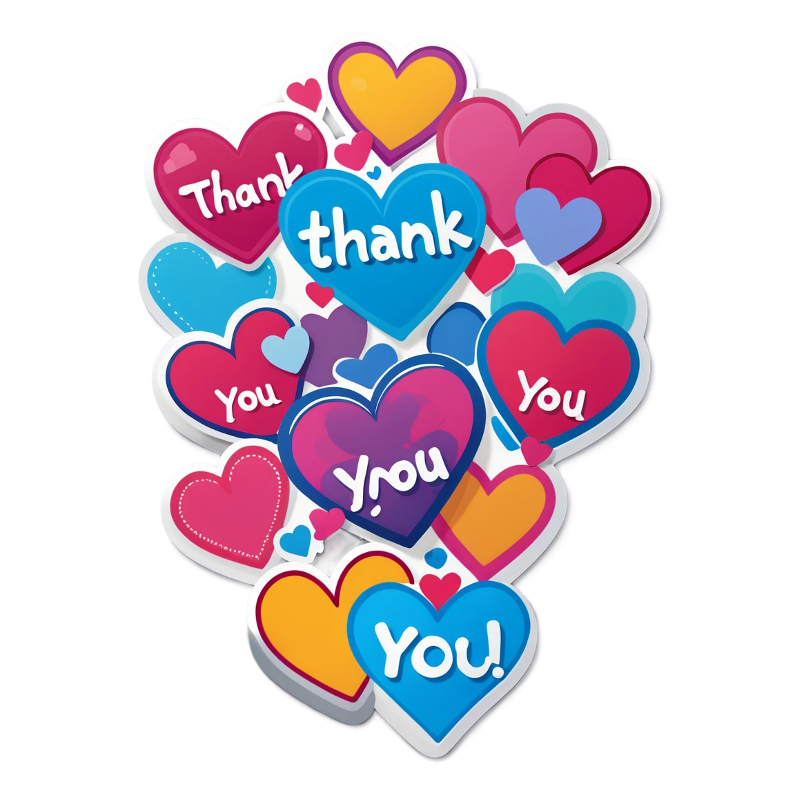 Thank you, with hearts thank-you stickers