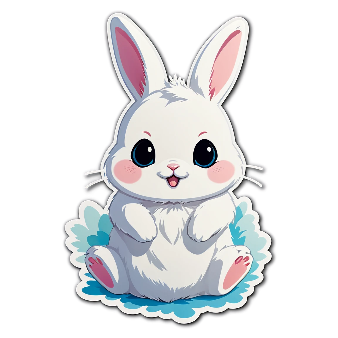 white bunnies cute-animal stickers