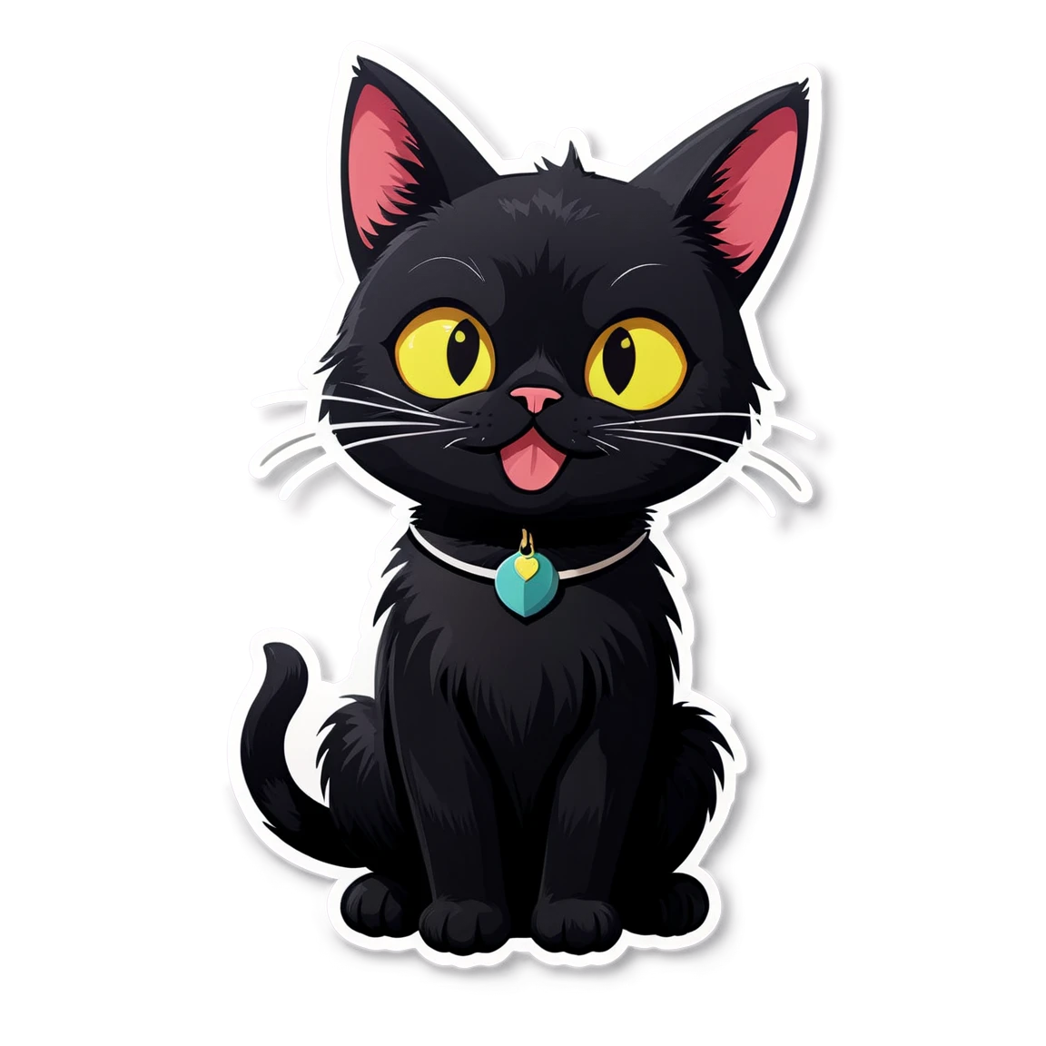 наклейка с желтым монстриком  black-cat stickers