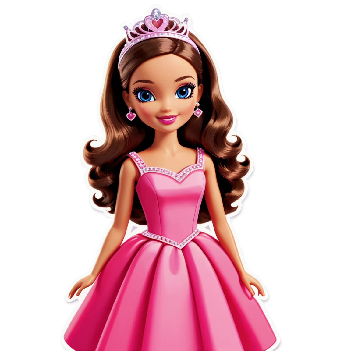 wearing a pink dress, wearing a pink dress, wearing a tiara barbie stickers