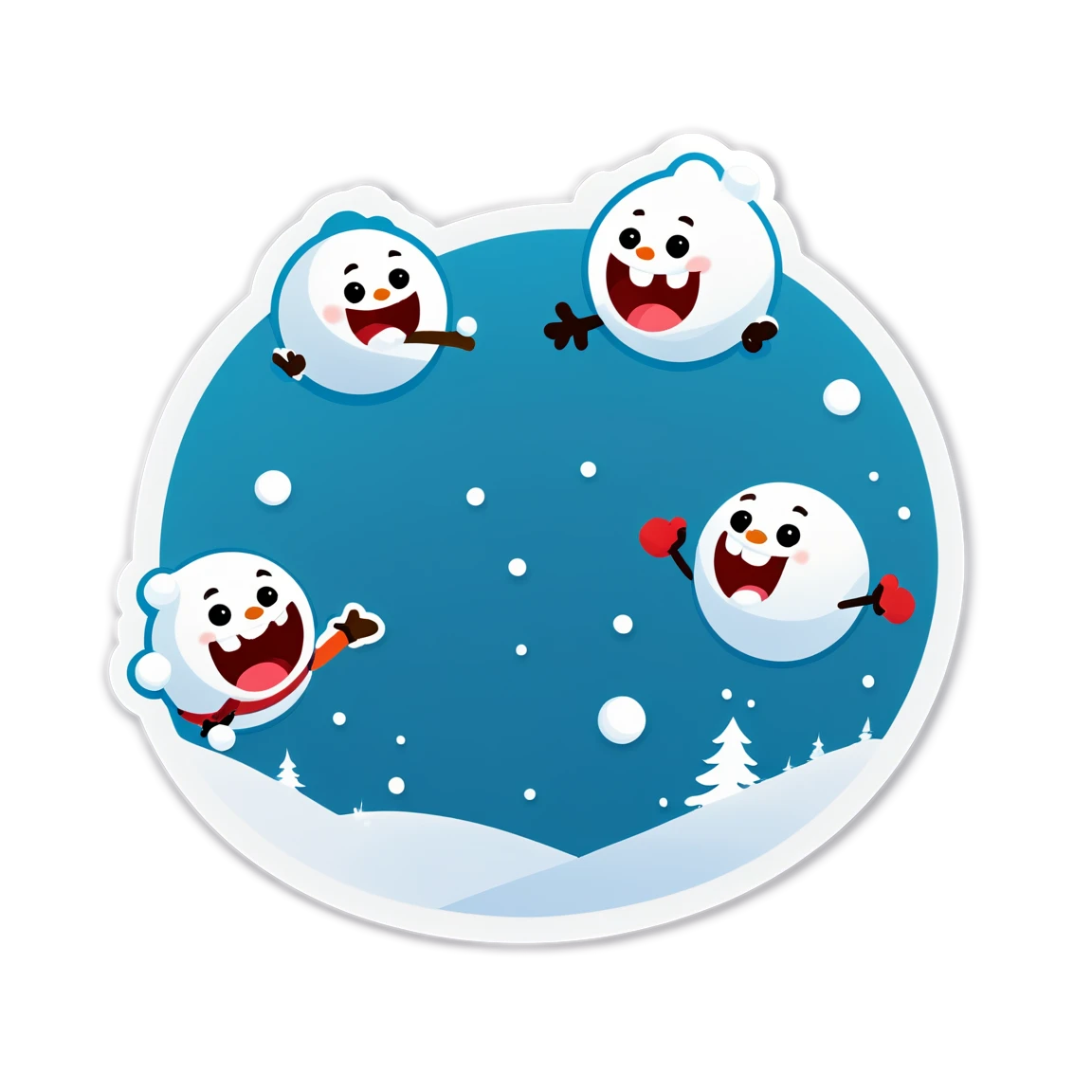 Snowball fight winter stickers