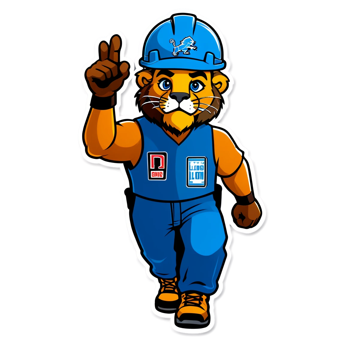 Construction worker detroit-lions stickers