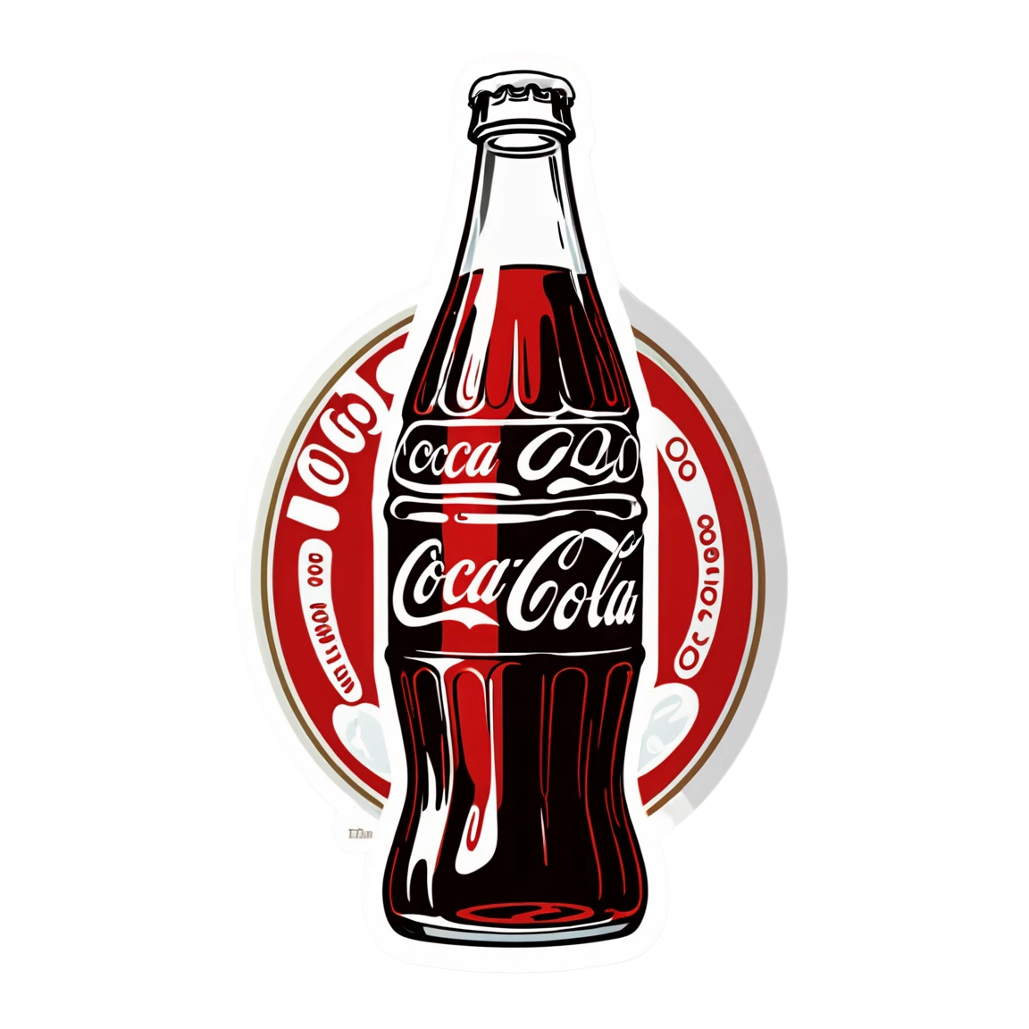 coca cola de garrafa de vidro, with sepia tones, with retro designs vintage stickers