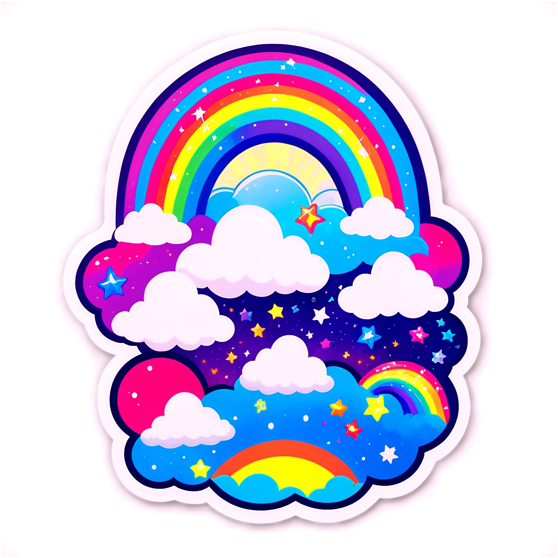 I voted sticker , rainbows everywhere, full of glitter, dreamy clouds, colorful fantasy world lisa-frank stickers