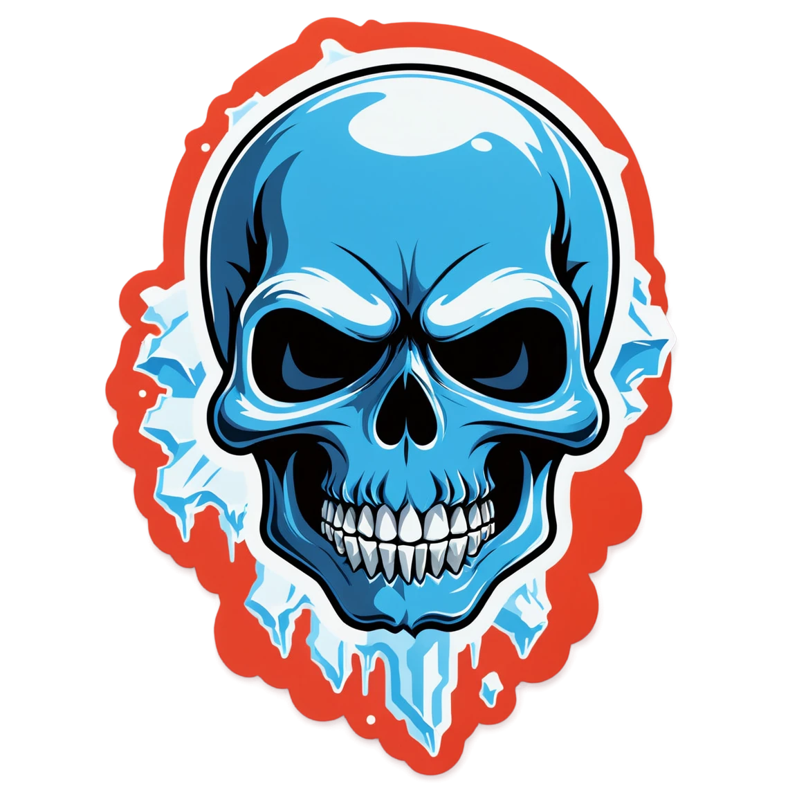 skull design made of ice mad motorcycle stickers